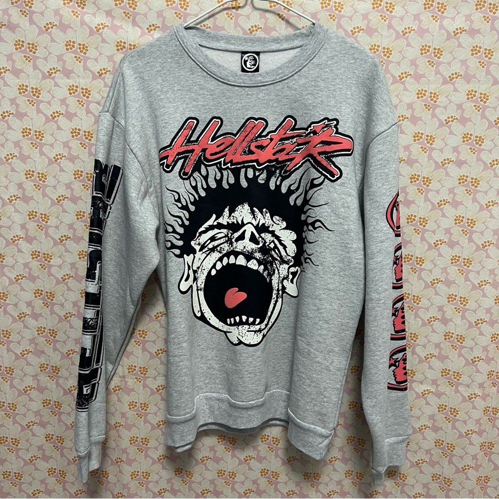Hellstar Grey Head Print Long Sleeve Sweatshirt